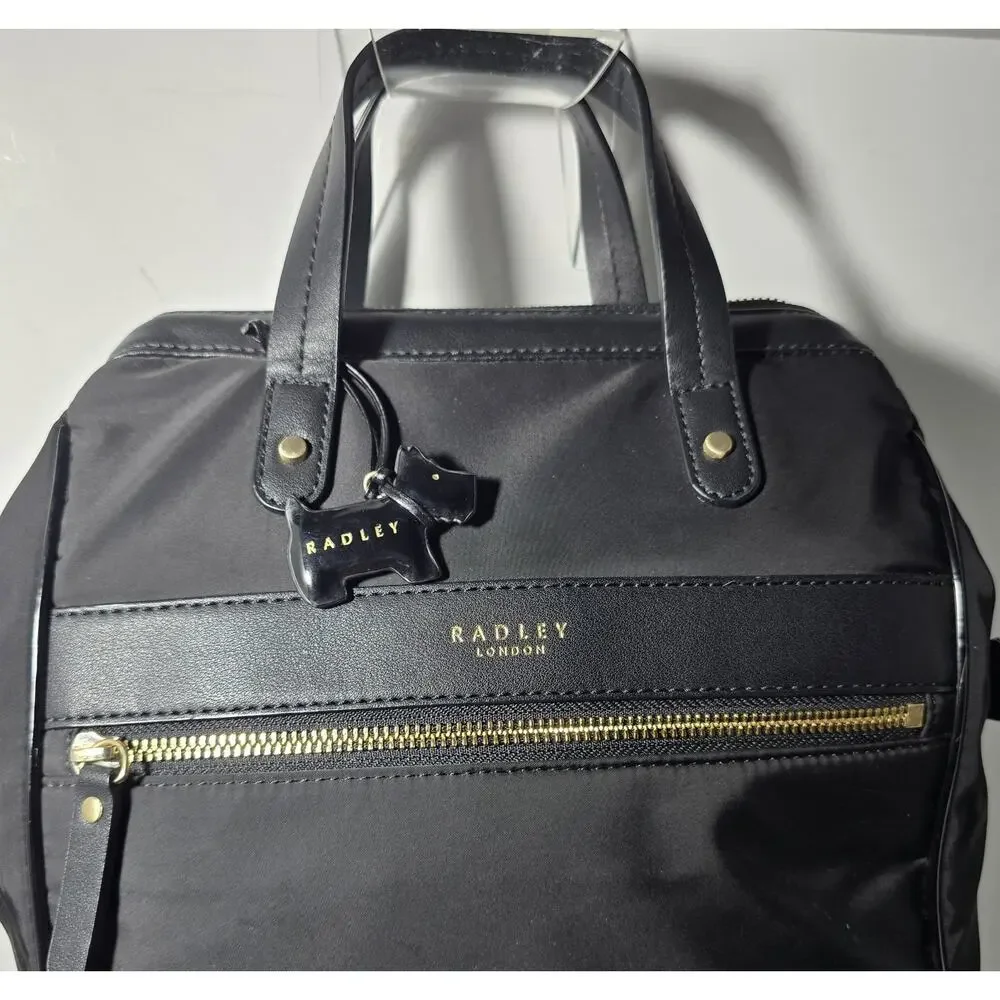 Radley London Backpack Nylon Black with Scottie Charm Pockets